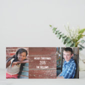 Rode landelijke schuur houten kerst- of vakantiewe feestdagenkaart (Staand voorkant)