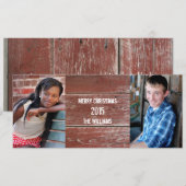 Rode landelijke schuur houten kerst- of vakantiewe feestdagenkaart (Voorkant / Achterkant)