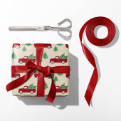 Rode Landelijke Truck Kerstmis Cadeaupapier