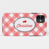 Rode landgingham patroon zoete kersen, aangepast Case-Mate iPhone case (Achterkant (horizontaal))