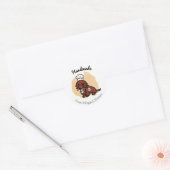 Rode Lange Haired Dachshund Chef Handgemaakte Stic Ronde Sticker (Envelop)