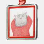 RODE LANGE JOHNS KAT Premium Vierkant Ornament (Links)