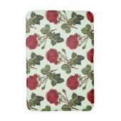 Rode Lange Stampatroon Roos Groene Achtergrond Badmat (Voorkant Verticaal)