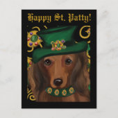 Rode Langharige Dachshond Briefkaart (Voorkant)