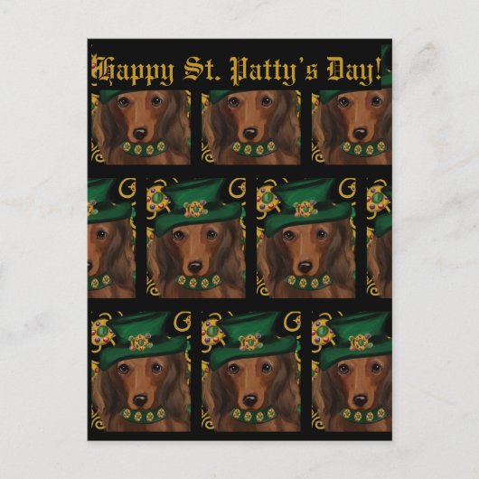 Rode Langharige Dachshond Briefkaart (Voorkant)