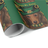 Rode Langharige Dachshond Cadeaupapier (Rol Hoek)