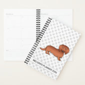 Rode Langharige Dachshond Cartoon Hond & Tekst Planner (Display)