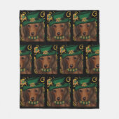 Rode Langharige Dachshond Fleece Deken (Voorkant)