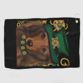 Rode Langharige Dachshond Golfhanddoek (Horizontaal)