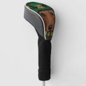 Rode Langharige Dachshond Golfheadcover (Schuin)