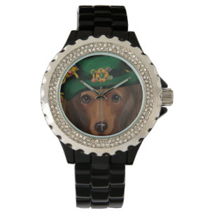Rode Langharige Dachshond   Horloge