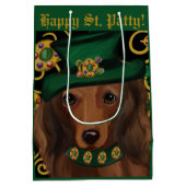 Rode Langharige Dachshond     Medium Cadeauzakje (Achterkant)