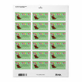 Rode Langharige Dachshund Kerst Cute Etiket (Full Sheet)