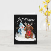 Rode Langharige Dachshund Kerstman Hond Kerst Snee Kaart (Gele Bloem)