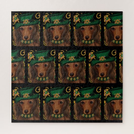 Rode Langharige Dachshund Legpuzzel (Verticaal)