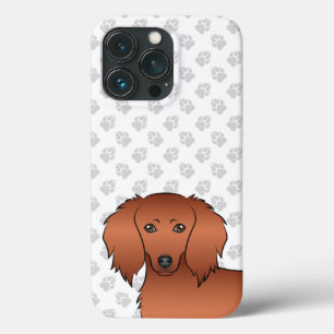 Rode Langharige Dachshund Mopshoofd Cute Cartoon Case-Mate iPhone Case