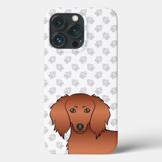 Rode Langharige Dachshund Mopshoofd Cute Cartoon Case-Mate iPhone Case (Achterkant)