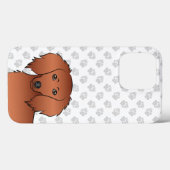 Rode Langharige Dachshund Mopshoofd Cute Cartoon Case-Mate iPhone Case (Achterkant (horizontaal))