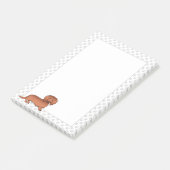 Rode Langharige Dachshund Schattige Cartoon Hond & Post-it® Notes (Schuin)