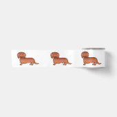 Rode Langharige Dachshund Schattige Cartoon Honden Satijnen Lint (Voorkant)