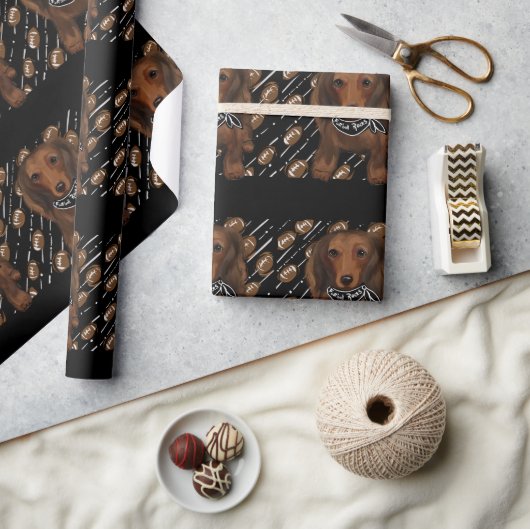 Rode langharige Doxies   Cadeaupapier (Crafts)
