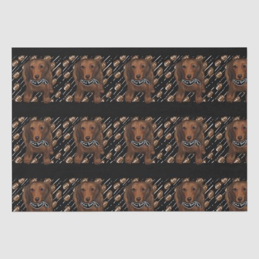 Rode langharige Doxies Tissuepapier (Voorkant)