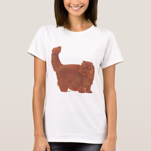 Rode Langharige Perzische Kat T-shirt (Voorkant)