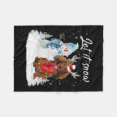 Rode langharige teckel Santa Dog Kerstsneeuw Fleece Deken (Voorkant (Horizontaal))