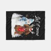 Rode langharige teckel Santa Dog Kerstsneeuw Fleece Deken (Voorkant (Horizontaal))