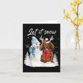 Rode langharige teckel Santa Dog Kerstsneeuw Kaart (Gele Bloem)