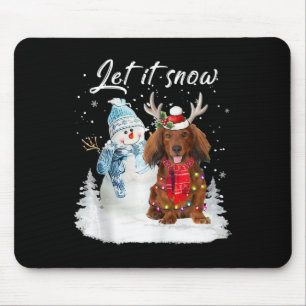 Rode langharige teckel Santa Dog Kerstsneeuw Muismat
