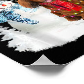 Rode langharige teckel Santa Dog Kerstsneeuw Poster (Hoek)