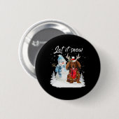 Rode langharige teckel Santa Dog Kerstsneeuw Ronde Button 5,7 Cm (Voorkant /achterkant)