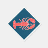 Rode Langoest Donkerblauwe Zeevruchten Servetten (Hoek)