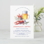 Rode langoest Low Country Boil Verjaardagsfeest Kaart (Staand voorkant)