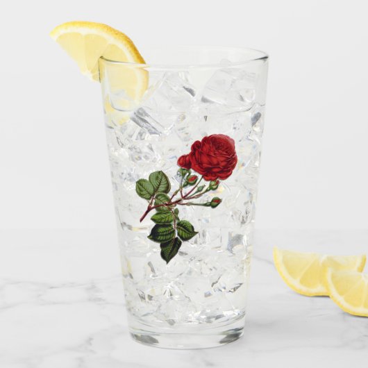 Rode langstelige roos glas (Voorkant ijs)