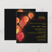 Rode Lantaarns 50ste huwelijksverjaardag Kaart (Voorkant / Achterkant)