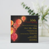 Rode Lantaarns 50ste huwelijksverjaardag Kaart (Staand voorkant)