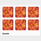 Rode Lantaarns Chinese Draak Nieuwjaar SqS Vierkante Sticker (Vel)
