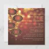 Rode Lantaarns Dubbel Geluk Chinese bruiloft Kaart (Achterkant)