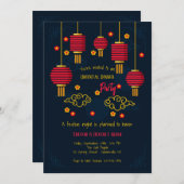 Rode Lantaarns Feest Uitnodigingen (Voorkant / Achterkant)