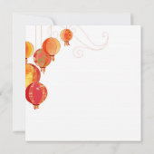 Rode Lantaarns Moderne Witte Bruiloft Kaart (Achterkant)