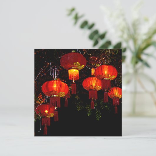 Rode Lantaarns uitnodiging (Staand voorkant)