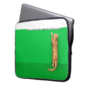 Rode lapjeskat scheurt papieren laptophoes laptop sleeve (Voorkant Links)