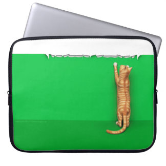 Rode lapjeskat scheurt papieren laptophoes laptop sleeve