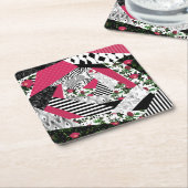 rode lappendeken, populair, lappendeken gooien kus kartonnen onderzetters (Schuin)