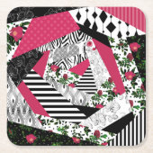 rode lappendeken, populair, lappendeken gooien kus kartonnen onderzetters (Voorkant)