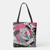 rode lappendeken, populair, lappendeken gooien kus tote bag (Achterkant)