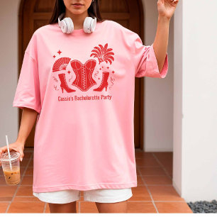 Rode Las Vegas Showgirl Bruidsmeisje Bach-feest T-shirt
