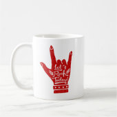 Rode 'Laten we vandaag rocken' handpose grunge mok (Links)